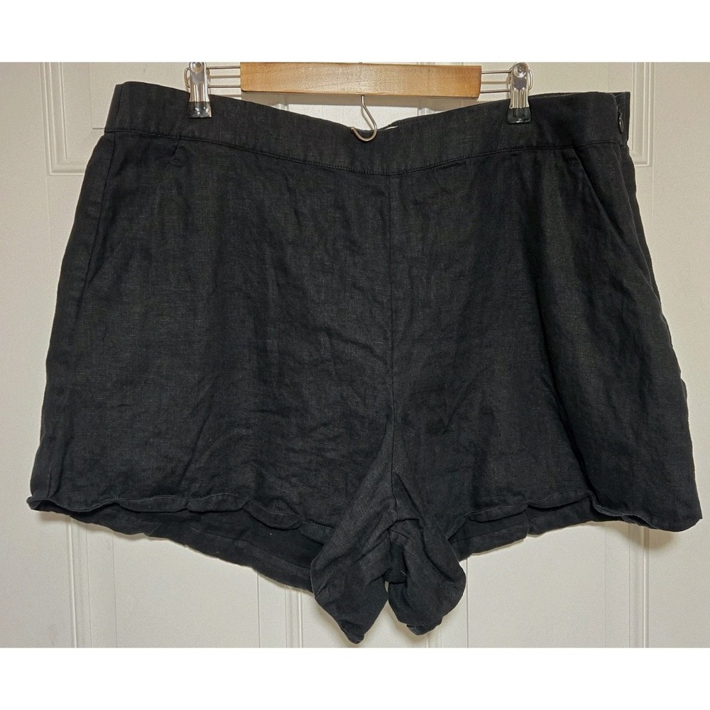 Abercrombie Fitch The Linen Collection Solid Black Coastal Beach Shorts Sz 35